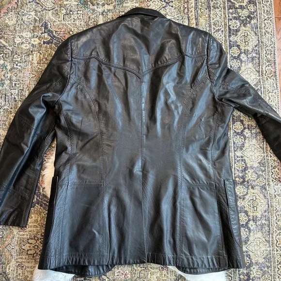 Pioneer Wear Albuquerque Vintage Black Genuine Leather Western Blazer Jacket 42 - Picture 11 of 15